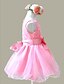 voordelige Manchetknopen-A-line knie lengte bloem meisje jurk - polyester tule mouwloze juweel hals met lint