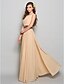 cheap Bridesmaid Dresses-A-Line Jewel Neck Floor Length Chiffon Bridesmaid Dress with Draping / Sash / Ribbon by LAN TING BRIDE®