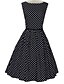 cheap Vintage Dresses-Women&#039;s Going out Vintage Cotton Loose Sheath Skater Dress - Polka Dot Pleated Boat Neck