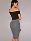 Χαμηλού Κόστους Γυναικείες Φούστες-Γυναικεία Εφαρμοστό Φούστες - Τετράγωνο Καρό Λευκό Μαύρο
