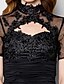 זול שמלות לאם הכלה-מעטפת \ עמוד צווארון גבוה באורך  הברך טול / ג&#039;רסי שרוולים קצרים בהשפעת וינטאג&#039; שמלה לאם הכלה  עם אסוף / חרוזים / אפליקציות 2020 / אשליה