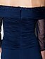 Χαμηλού Κόστους Φορέματα για τη Μητέρα της Νύφης-Τρομπέτα / Γοργόνα Φόρεμα Μητέρας της Νύφης Ώμοι Έξω Ουρά Τούλι Ζέρσεϊ 3/4 Μήκος Μανικιού με Πιασίματα Χάντρες 2020