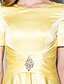 cheap Mother of the Bride Dresses-A-Line Mother of the Bride Dress Vintage Plus Size Elegant Jewel Neck Floor Length Satin Short Sleeve with Sash / Ribbon Ruched Crystals 2023