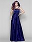 Χαμηλού Κόστους Βραδινά Φορέματα-Ίσια Γραμμή See Through Επίσημο Βραδινό Φόρεμα Illusion Seckline Αμάνικο Μακρύ Σατέν με Πλισέ 2020