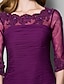 cheap Mother of the Bride Dresses-A-Line Mother of the Bride Dress Elegant Jewel Neck Floor Length Chiffon Lace 3/4 Length Sleeve No with Ruched Beading Appliques 2023