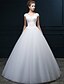 cheap Wedding Dresses-A-Line V Neck Floor Length Tulle Made-To-Measure Wedding Dresses with Beading / Pearl / Appliques by LAN TING Express / Sparkle &amp; Shine