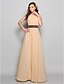 cheap Bridesmaid Dresses-A-Line Jewel Neck Floor Length Chiffon Bridesmaid Dress with Draping / Sash / Ribbon by LAN TING BRIDE®