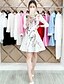 Χαμηλού Κόστους Print Φορέματα-Γυναικεία Μεγάλα Μεγέθη Εξόδου Κινεζικό στυλ Λεπτό Skater Φόρεμα - Φλοράλ, Στάμπα Πάνω από το Γόνατο