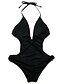 cheap Women&#039;s Swimwear &amp; Bikinis-Women&#039;s Swimwear Monokini Swimsuit Solid Colored Black Halter Neck Bathing Suits Solid Tassel