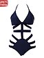 abordables Lencería de moda-Mujer Sólido Bloque de Color Floral Negro Rojo Azul Marino Bikini Bañadores Traje de baño - Un Color S M L Negro
