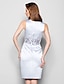 preiswerte Kleider für die Brautmutter-Etui-/Säulenkleid für die Brautmutter, U-Boot-Ausschnitt, knielang, Satin, ärmellos mit Pailletten
