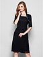 cheap Mother of the Bride Dresses-Sheath / Column Mother of the Bride Dress Wrap Included Square Neck Knee Length Chiffon Half Sleeve with Beading Sequin 2021