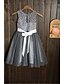 cheap Flower Girl Dresses-A-Line Tea Length Flower Girl Dress - Lace Tulle Sleeveless Jewel Neck with Lace Sash / Ribbon Pleats by LAN TING BRIDE®