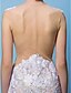 cheap Wedding Dresses-Sheath / Column V Neck Short / Mini Lace Made-To-Measure Wedding Dresses with Appliques by LAN TING BRIDE®
