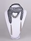Χαμηλού Κόστους Μοδάτο Κολιέ-D Exceed Women&#039;s  Grey Leapord Chiffon Scarf necklace Silver CCB Ring Scarf Necklace with tassels