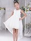 billige Blomsterpigekjoler-Balkjole Asymmetrisk Flower Girl Dress - Blonde/Satin/Tyl Ærmeløs