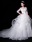 cheap Wedding Dresses-Wedding Dresses Ball Gown Jewel Neck Half Sleeve Court Train Lace Bridal Gowns With Beading Appliques 2023 Summer Wedding Party, Women&#039;s Clothing