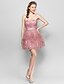 Χαμηλού Κόστους Φορέματα Παρανύμφων-Μέχρι το γόνατο Σχήμα Καρδιάς Φόρεμα Παρανύμφων - Κούμπωμα με κορδόνι Αμάνικο Τούλι
