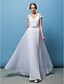 cheap Wedding Dresses-A-Line Wedding Dresses V Neck Floor Length Chiffon Short Sleeve Formal Casual Sparkle &amp; Shine with Beading Lace Insert Button 2022