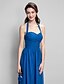 cheap Bridesmaid Dresses-Sheath / Column Bridesmaid Dress Halter Neck Sleeveless Open Back Floor Length Chiffon with Criss Cross / Ruched