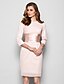 cheap Mother of the Bride Dresses-Sheath / Column Mother of the Bride Dress Plus Size Elegant Jewel Neck Knee Length Chiffon 3/4 Length Sleeve with Sash / Ribbon Ruched