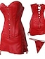 baratos Espartilhos-Mulheres Fivela Corpetes / Vestido com Corpete - Sólido Preto Vermelho S M L / Sexy