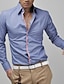 cheap Men&#039;s Casual Shirts-Men&#039;s Shirt Solid Colored Classic Collar White Gray Rosy Pink Blue Long Sleeve Plus Size Daily Work Slim Tops Business Casual / Spring / Fall