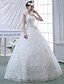 cheap Wedding Dresses-Ball Gown Wedding Dress Floor-length One Shoulder Lace / Velvet Chiffon with