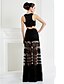 cheap Special Occasion Dresses-Two Piece A-Line Two Piece See Through Holiday Homecoming Cocktail Party Dress Jewel Neck Sleeveless Floor Length Lace Satin with Lace Beading Appliques