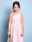 cheap Junior Bridesmaid Dresses-A-Line One Shoulder Knee Length Chiffon Junior Bridesmaid Dress with Ruched / Draping / Side Draping / Natural
