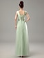 Χαμηλού Κόστους Φορέματα Παρανύμφων-Ίσια Γραμμή Λαιμόκοψη V Μακρύ Σιφόν Φόρεμα Παρανύμφων με Κρυστάλλινη λεπτομέρεια
