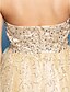 cheap Cocktail Dresses-Ball Gown Fit &amp; Flare Mini Me Cocktail Party Dress Sweetheart Neckline Sleeveless Knee Length Sequined with Bow(s) Beading Sequin 2020