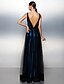 cheap Special Occasion Dresses-A-Line Beautiful Back Holiday Cocktail Party Prom Dress Plunging Neck Sleeveless Floor Length Tulle with Sash / Ribbon