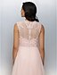 cheap Special Occasion Dresses-A-Line Pastel Colors Formal Evening Dress Illusion Neck Sleeveless Sweep / Brush Train Chiffon with Lace Sash / Ribbon Crystals 2020