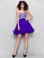 cheap Cocktail Dresses-A-Line Sparkle &amp; Shine Dress Homecoming Prom Short / Mini Sleeveless Sweetheart Chiffon with Beading 2024