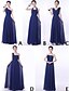 cheap Bridesmaid Dresses-A-Line Straps / One Shoulder / Halter Neck Floor Length Chiffon Bridesmaid Dress with Sash / Ribbon / Pleats / Flower / Convertible Dress