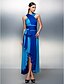 cheap Special Occasion Dresses-A-Line V Neck Asymmetrical Jersey Dress with Sash / Ribbon / Pleats by TS Couture®