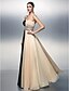 cheap Prom Dresses-A-Line Strapless Floor Length Chiffon Color Block Prom / Formal Evening Dress with Beading / Sequin / Sash / Ribbon by TS Couture®