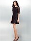 Χαμηλού Κόστους Φορέματα για Ειδικές Περιστάσεις-Ίσια Γραμμή Illusion Seckline Κοντό / Μίνι Δαντέλα Μικρό Μαύρο Φόρεμα Κοκτέιλ Πάρτι Φόρεμα με Δαντέλα / Πλισέ με TS Couture® / Ψευδαίσθηση