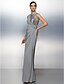 cheap Prom Dresses-Sheath / Column Sparkle &amp; Shine Prom Formal Evening Dress Jewel Neck Sleeveless Floor Length Jersey with Sequin Side Draping 2020