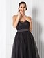 זול שמלות לאירועים מיוחדים-נשף שמלה שחורה קטנה שמלה חגים סיום לימודים באורך הקרסול ללא שרוולים לב (סוויטהארט) טול עם סרט 2024