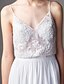 cheap Wedding Dresses-Sheath / Column V Neck Sweep / Brush Train Chiffon / Sheer Lace Made-To-Measure Wedding Dresses with Beading / Appliques / Split by LAN TING BRIDE® / See-Through