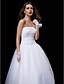 preiswerte Hochzeitskleider-Ballkleid Trägerlos Tee-Länge Tüll Maßgeschneiderte Brautkleider mit Perlenstickerei / Drapiert / Gerafft durch LAN TING BRIDE® / Schlichte Brautkleider