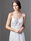 cheap Wedding Dresses-Sheath / Column V Neck Sweep / Brush Train Chiffon / Sheer Lace Made-To-Measure Wedding Dresses with Beading / Appliques / Split by LAN TING BRIDE® / See-Through