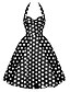 levne Vintage šaty-Dámské Áčkové šaty Bez rukávů Puntíky Volná záda Léto Lodičkový Větší velikosti Vintage Párty Černá Červená Modrá S M L XL XXL 3XL