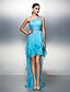 cheap Cocktail Dresses-Sheath / Column Cute Dress Homecoming Cocktail Party Asymmetrical Sleeveless One Shoulder Chiffon with Ruched Beading 2023