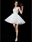 זול שמלות כלה-גזרת A עם תכשיטים קצר \ מיני טול שמלות חתונה עם חרוזים / אפליקציות / כפתור על ידי LAN TING BRIDE® / שקוף