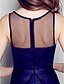 Χαμηλού Κόστους Βραδινά Φορέματα-Ίσια Γραμμή See Through Επίσημο Βραδινό Φόρεμα Illusion Seckline Αμάνικο Μακρύ Σατέν με Πλισέ 2020