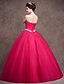 cheap Evening Dresses-Ball Gown Princess Strapless Floor Length Satin Tulle Stretch Satin Formal Evening Dress with Crystal Detailing Sash / Ribbon Side Draping