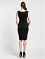 Недорогие Коктейльные платья-возвращение коктейль платье - черный оболочка / колонки V-образным вырезом длиной до колен полиэстер